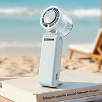 Ventilatore Portatile LED con Messaggi, Mini Ventilatore in Metallo Pieghevole da Collo, Cinque Velocità, in Inglese, per Regali Aziendali
