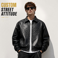 Veste de moto en cuir véritable pour homme, style universitaire, avec logo personnalisé en relief, vente en gros OEM