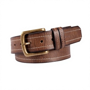BS INTERNATIONAL NA234 Men's Vintage Pin Buckle Cow Hide Leather Belt Genuine Steel Solid Square Waterproof Eco-Friendly - Product Image 4