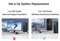 Commutateur bidirectionnel DP 16K, convertisseur bidirectionnel 1 entrée 2 sorties, adaptateur de commutation DP