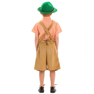 Conjunto de disfraz de Oktoberfest alemán para niños, mono y camisa a cuadros, traje informal de manga corta para festivales - Product Image 4
