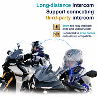 Casque Intercom Moto 5.4 avec Portée 500M pour 2 Motards, Partage de Musique, Mixage Audio, IPX6, Double Téléphone, Réponse Automatique