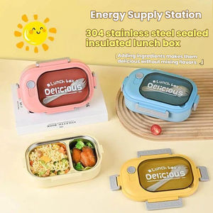 Lonchera Bento Rectangular de 500 ml para Estudiantes, Lonchera Infantil a Prueba de Fugas con Compartimentos de Acero Inoxidable y Cubiertos para la Escuela - Product Image 2