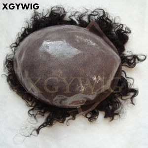 Magazzino OminiLace 12 millimetri sciolti Ricci parrucca 100% di remy Dei Capelli Umani di African American Curl DELL'UNITÀ di elaborazione sottile toupet pelle per <span class=keywords><strong>uomo</strong></span> nero - Product Image 3