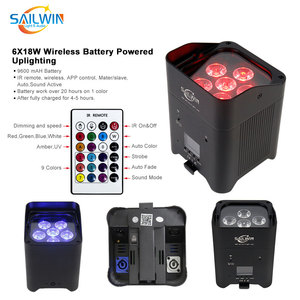 Sailwin 6*18W uplights pin không dây rgbwa + UV Wedding party DJ đèn sân khấu có thể sạc lại lên đèn ngang bằng với trường hợp chuyến bay - Product Image 4