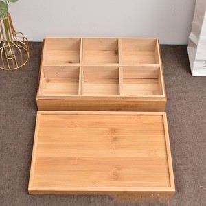 Organisateur de bijoux de bureau en bambou, boîte de rangement à 6 compartiments, style minimaliste pour cosmétiques, rouges à lèvres et accessoires - Product Image 1