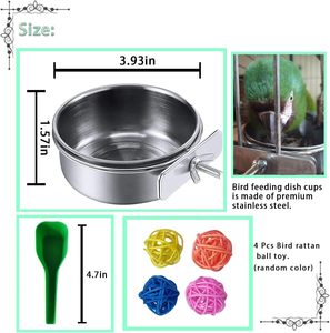 Stainless Steel <b>Bird</b> Feeding Dish Cups <b>Bird</b> <b>Feeder</b> Metal Food Water Bowl Pet <b>Cage</b> Cups Holder for <b>Bird</b> - Product Image 3