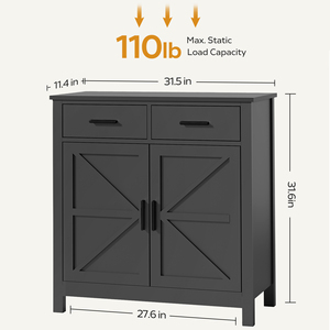 Aparador moderno estilo granja con 2 cajones y 2 puertas, aparador de suelo, mueble de almacenamiento para cocina, barra de café - Product Image 2