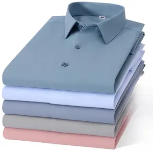 Camicie a Maniche Lunghe in Seta ModaL Traspirante Tinta Unita Bianche Taglie Forti 8XL per <span class=keywords><strong>Uomo</strong></span> Abbigliamento Formale da Ufficio Primaverile - Product Image 1