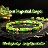 Bracelet vintage en pierre de jaspe verte, perles tubulaires, bracelet extensible en cristal, bracelet en pierre naturelle de jaspe verte, bracelet barillet