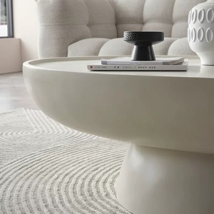 Hình bầu dục Tempered Kính Kem Đá Cẩm Thạch Bàn cà phê sơn Bàn cà phê hiện đại với hình bầu dục kính đầu độc đáo Bàn cà phê - Product Image 6