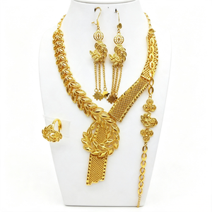 24K Vergoldetes Dubai Brautschmuck-<span class=keywords><strong>Set</strong></span> Schweres Filigran-Halsketten-Ohrringe-<span class=keywords><strong>Set</strong></span> für Nahost und Afrika Luxuriöse Hochzeits-Accessoires für Damen - Product Image 4