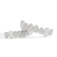 G019 Appareil dentaire Hip-Hop européen et américain pour huit dents, entièrement incrusté de diamants en tungstène et zircon, Vente chaude