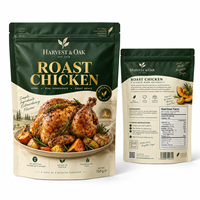Sacs d'emballage personnalisés pour poulet rôti, sacs à fond plat pour viande à emporter, sacs thermoscellables