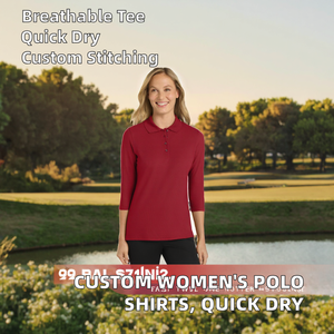 Chemises pour femmes en tricot uni brodé sur mesure, 100% coton, séchage rapide, respirantes, vêtements d'équipe, golf, sport - Product Image 2