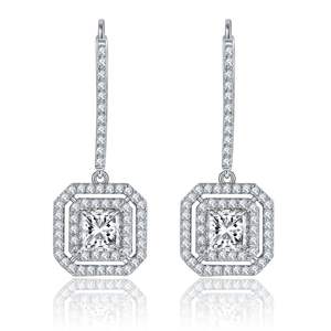 Toutes les boucles d'oreilles Fashion Stone Loose Silver Halo Silicone Princess Cut - Product Image 2