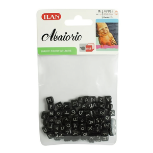 Perline con Lettere ILAN 6mm Nere con Lettere Bianche 17g per Creazione di Gioielli - Product Image 2