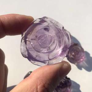 El oyma kristal çiçekler doğal gül kuvars ve ametist kristal çiçek hayat kolye - Product Image 5