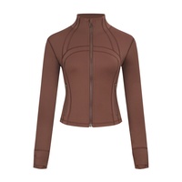 En stock, veste courte de yoga et de course pour femmes, coupe ajustée, extensible, respirante, légère, en spandex/nylon