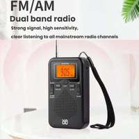 Radio Saku AM FM Portabel Layar LCD Digital Speaker Terintegrasi Jam Alarm Bertenaga Baterai dan USB untuk Perjalanan