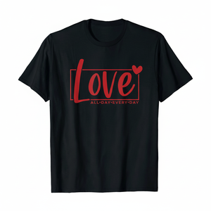 T-shirt Love All Day Every Day in cotone stampato unisex casual girocollo a maniche corte vestibilità regolare in jersey lavorato a maglia - Product Image 1
