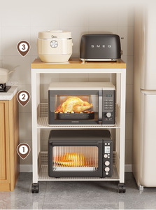 Carrito de almacenamiento rodante de tres niveles con estantes de malla para organizar el horno microondas y otros electrodomésticos de la cocina - Product Image 5