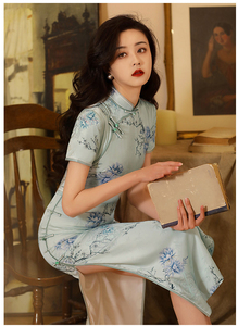 Vestidos largos elegantes de fiesta para mujer Qipao Jacquard bandera flor elegante diario chica mujeres señoras vestido <span class=keywords><strong>Cheongsam</strong></span> precio de fábrica - Product Image 2