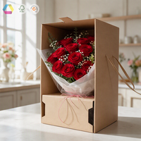 Individuelle Logo-Blumenboxen für Sträuße, Papierboxen Geschenkbox mit Tragegriff für Blumenstrauß-Geschenkverpackung, Direkt ab Werk