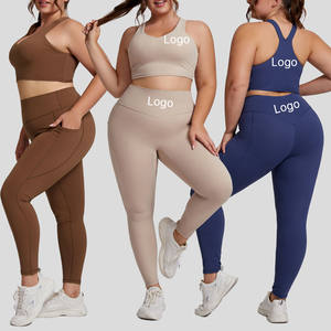 Set di reggiseno taglie forti 3XL sport sport Fitness indossare pantaloni attillati da <span class=keywords><strong>donna</strong></span> con tasca a vita alta elastico salto attivo da palestra <span class=keywords><strong>tuta</strong></span> Yoga - Product Image 1