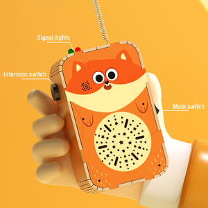 Walkie-talkie DIY de <span class=keywords><strong>madera</strong></span> para niños, tablero de walkie-talkie de dibujos animados bonitos, juguetes de aprendizaje de exploración científica educativa - Product Image 6