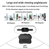 Portable 1080P 2K 4K Webcam PC Portable Auto Focus Webcam Live Streaming Flexible avec Microphone Diffusion en direct avec lumière