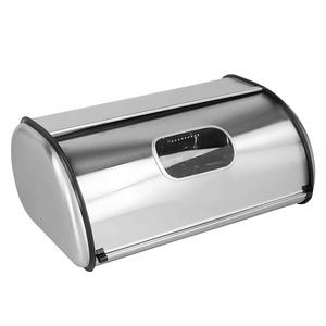 Boîte à pain en acier inoxydable avec couvercle roulant et fenêtre visible, conteneur de stockage de pain en gros pour cuisine, OEM/ODM, styles multiples - Product Image 1