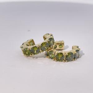 ต่างหูห่วงแบบคลาสสิกสำหรับผู้หญิงจาก Tianyu Gems ชุบทองบนทองเหลือง ประดับด้วยเพชรคิวบิกเซอร์โคเนีย สีเขียวอมฟ้า/เขียวอมเหลือง/น้ำเงิน - Product Image 1