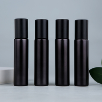 Botol Parfum Portabel SUMEEARA 10ml, Botol Kaca Hitam dengan Roller Bambu Matte dan Tutup Bola Logam untuk Minyak Atsiri