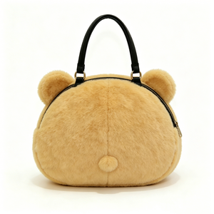 Bolso de mano de peluche con forma de oso, Bolso de peluche suave de oso Teddy, Bolso tote de peluche con cara de oso adorable, Bolso de mano con cara de oso esponjosa - Product Image 2