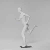 Tienda de moda Escaparate Deportes femeninos Cuerpo completo Correr Cara de huevo Maniquí blanco mate