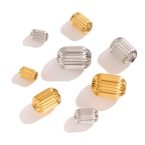 Ribbed Oval Spacer <b>Beads</b> | 18K PVD Gold Plated Stainless Steel Pumpkin Barrel DIY <b>Bracelet</b> Necklace Jewelry <b>Making</b> Aceworks - Product Image 5