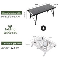 Outdoor Aluminium Taktischer Klappbarer Rechteckiger Eierrollentisch mit Verstellbarer Höhe, Tragbarer Multifunktionaler Outdoor-Möbeltisch