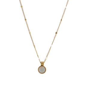 Collar de Moda para Mujer, Cadena de Clavícula de Acero Inoxidable, Colgante de Concha Natural Blanca Fritillaria, Chapado en Oro de 18K - Product Image 1