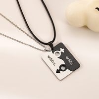 Amant Saint Valentin Bijoux Personnalisé En Acier Inoxydable Demi Coeur Demi Carré Puzzle Pendentif Amour Déclaration Couple Colliers