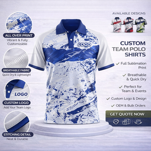 เสื้อโปโลทีมแบบกำหนดเอง พิมพ์ลายโลโก้ ชื่อ หมายเลข เสื้อโปโลกีฬาผู้ชาย แห้งเร็ว ระบายอากาศได้ดี - Product Image 1