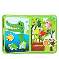 Nouvelle conception, série d'animaux verts Montessori, livre silencieux, tableau d'activités en feutre, jouet préscolaire pour garçons et filles