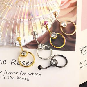 Ombligo de acero inoxidable, anillo para el ombligo, Piercing para el ombligo esclavo para niños, pendiente colgante con circón, joyería para Piercing corporal - Product Image 2