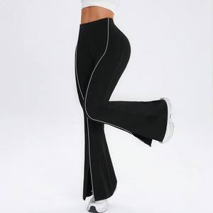 Pantalon de <span class=keywords><strong>yoga</strong></span> évasé personnalisé avec LOGO, taille haute, effet push-up, ourlet fendu, séchage rapide, respirant, pour sports de plein air et fitness - Product Image 2