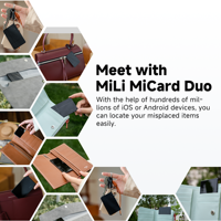 MiLi MiCard Pro Duo Localisateur Mondial Anti-Perte pour Carte SIM, Contrôle via Application Cellulaire Android & iOS, GPS Enfant, Air Tag, Portefeuille