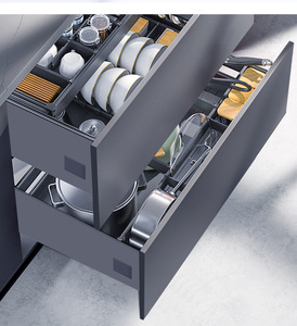 Glissières sous-montées Euro Style 270-550 pour tiroirs, avec rail latéral carré étendu, ouverture par poussée et fermeture amortie, pour boîtes fines - Product Image 4