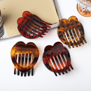 Pince à cheveux bec de canard en plastique, nouvelle collection, forte adhérence, pour chignon, motif cœur plat, accessoire capillaire transfrontalier, vente chaude - Product Image 2