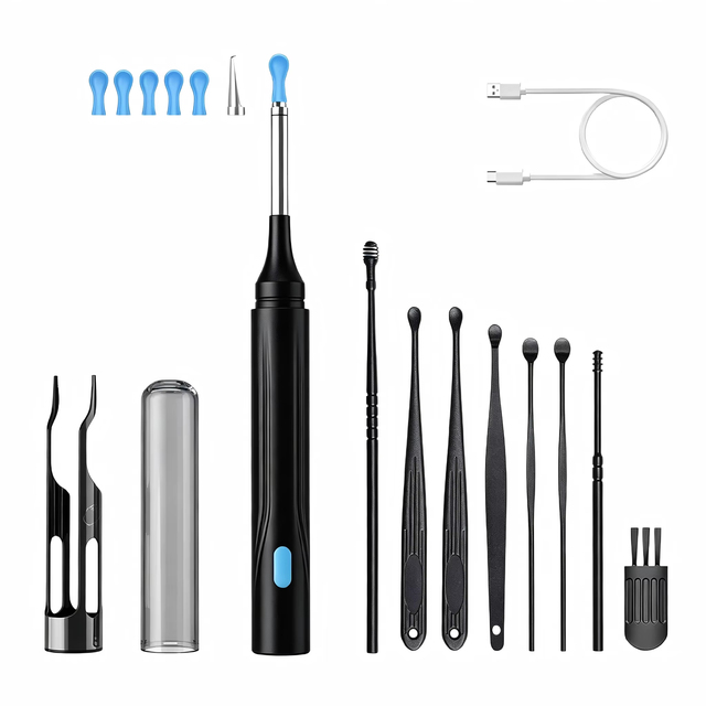 Smart HD Wireless Visual Ear Wax Cleaner Camera 2 in 1 Ear Spoon Tweezer USB Recharge Kit for Household Daily Ear Care