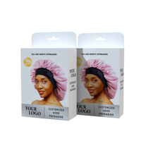 Boîte à bonnets en satin personnalisable avec logo privé, boîte à bonnets pour tresses, durags en soie, emballage en papier, boîte de présentation pliable pour bonnets