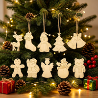 Ensemble de 10 décorations de Noël en bois, flocons de neige, Père Noël, rennes, décorations suspendues pour l'arbre de Noël, fête d'hiver, décoration de la maison